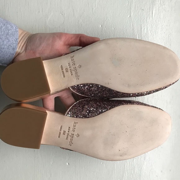 NWOT Kate Spade Gowan Mules in Rose Gold Glitter - Picture 7 of 7
